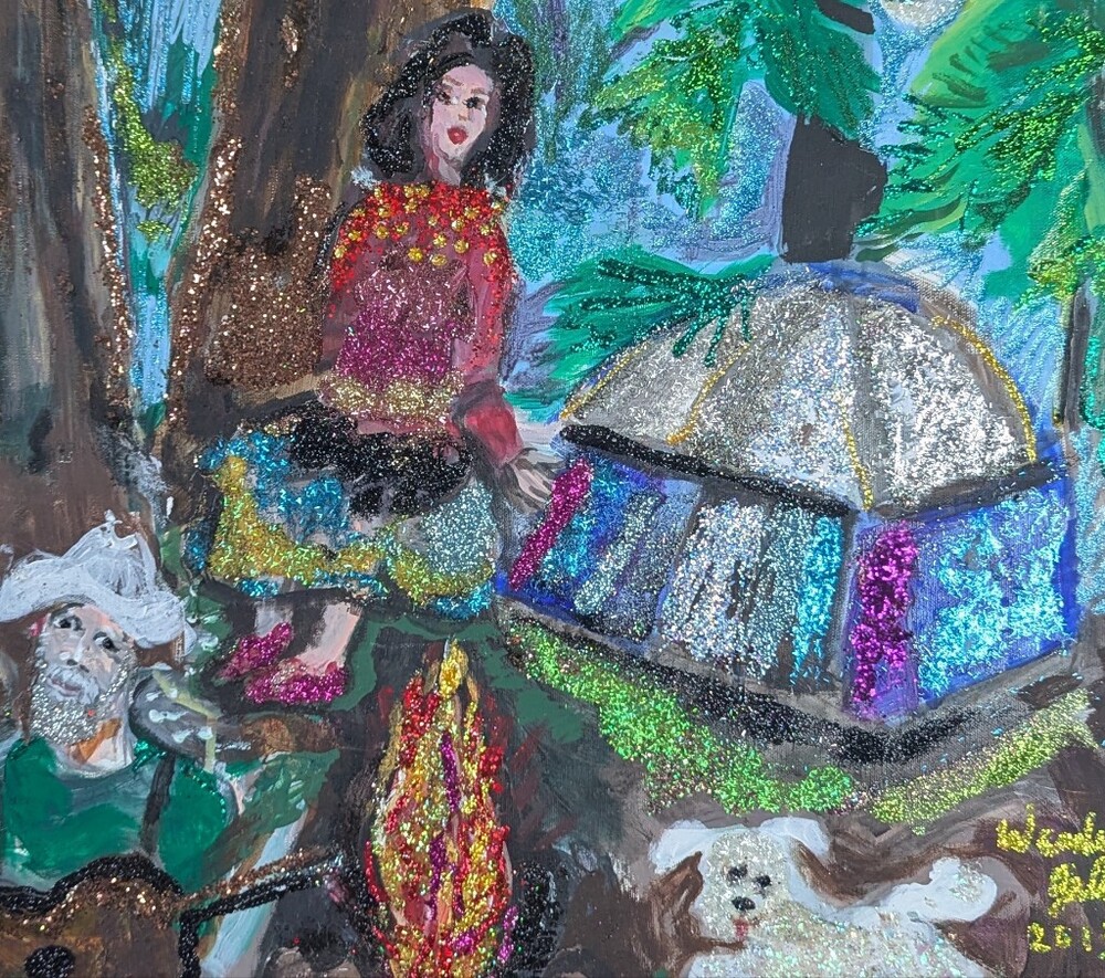 Wendy Gell camping glitter painting